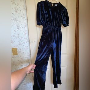 Dark Blue Velvet Jumpsuit